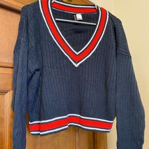 H&M Navy Cropped Sweater Size Medium